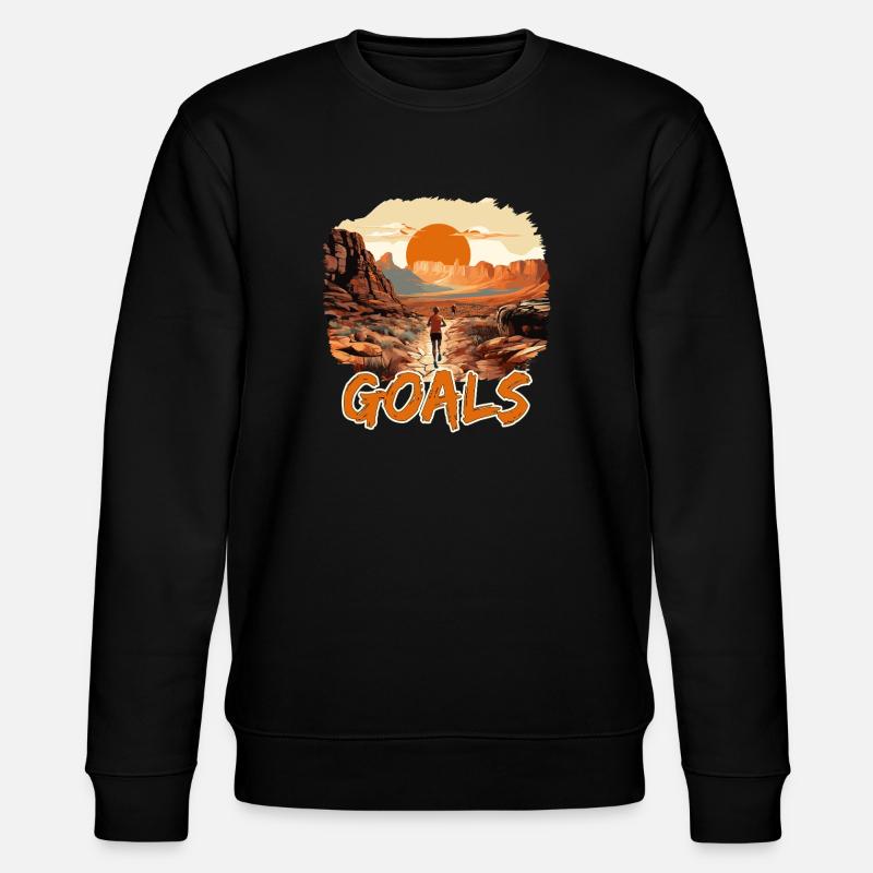 Setting goals Runners Adventure Landscape - Stanley/Stella CHANGER Unisex Organic Sweatshirt - black