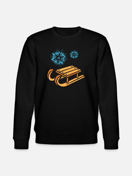 Schlitten mit Schneeflocken Cartoon - Stanley/Stella Unisex Bio-Sweatshirt CHANGER - Schwarz