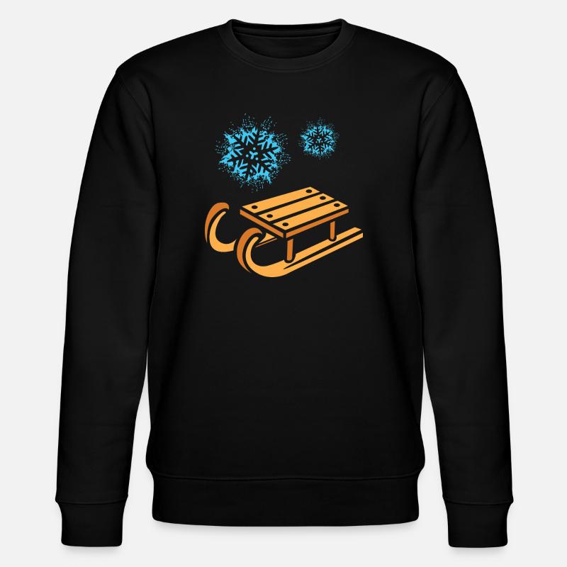 Schlitten mit Schneeflocken Cartoon - Stanley/Stella Unisex Bio-Sweatshirt CHANGER  - Schwarz