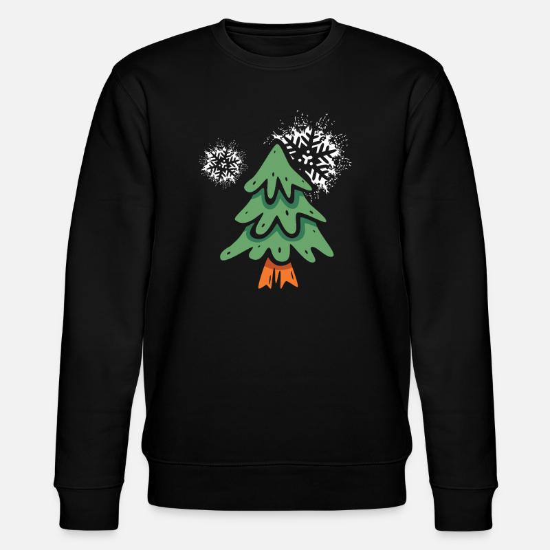 Weihnachtsbaum mit Schneeflocken - Stanley/Stella Unisex Bio-Sweatshirt CHANGER  - Schwarz