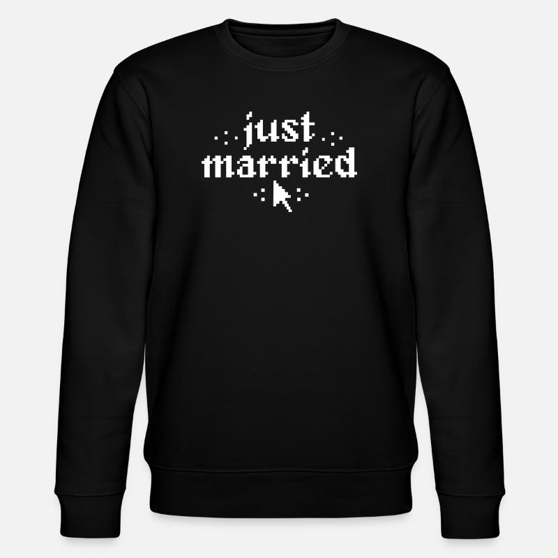 Just Married Pixel Mauszeiger Hochzeitsgeschenk - Stanley/Stella Unisex Bio-Sweatshirt CHANGER  - Schwarz