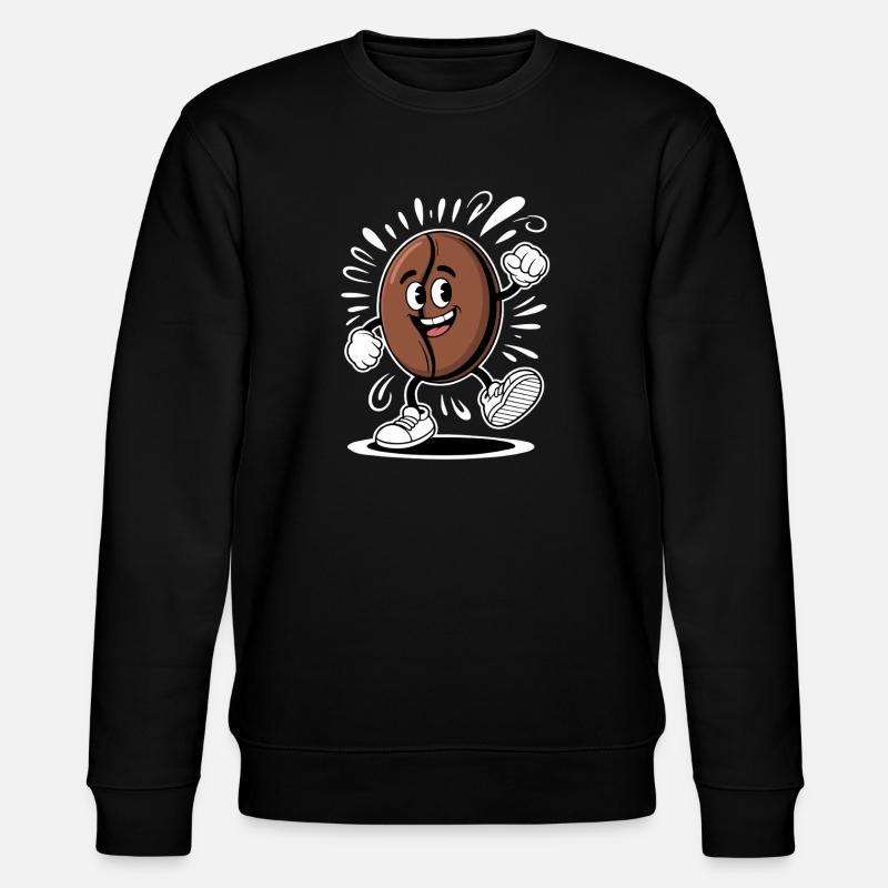 Dancing Coffee Bean Cartoon Coffee - Stanley/Stella CHANGER Unisex Organic Sweatshirt - black