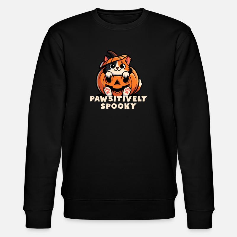 Pawsitively Spooky Pumpkin Cat - Stanley/Stella CHANGER Unisex Organic Sweatshirt - black