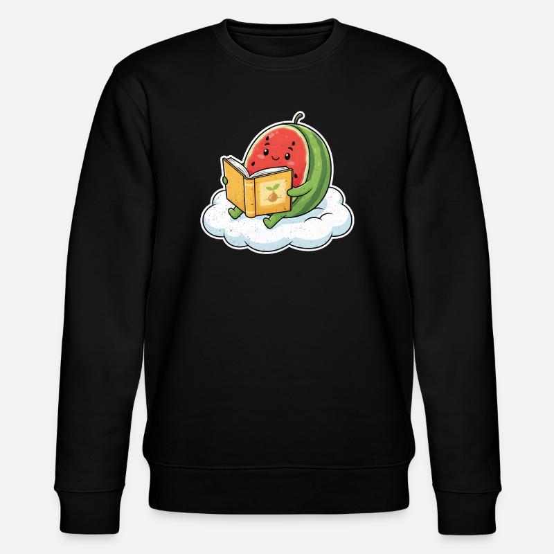 Kawaii melon while reading - Stanley/Stella CHANGER Unisex Organic Sweatshirt - black