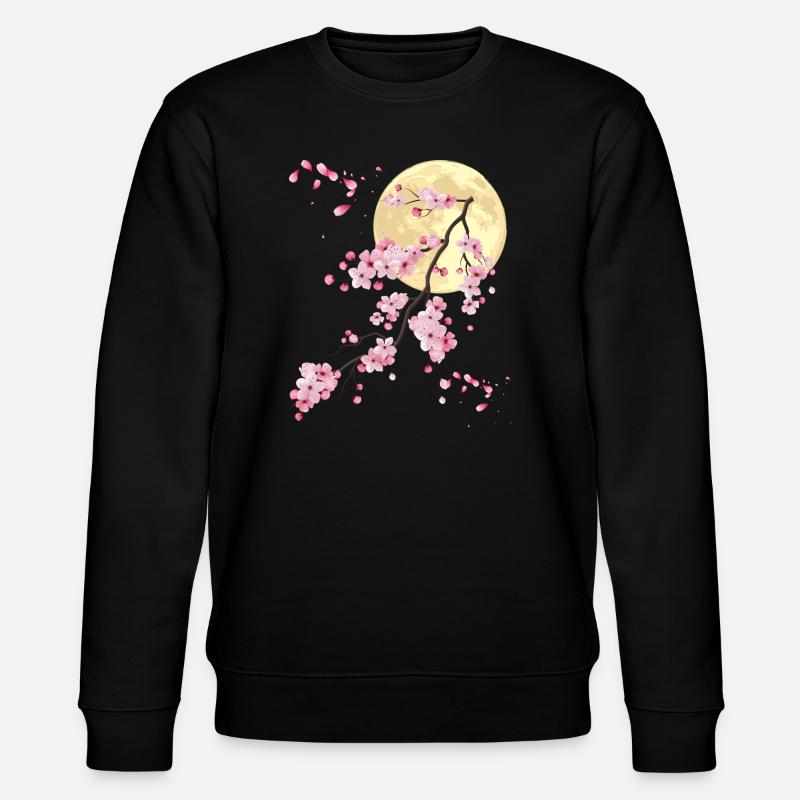 Full Moon with Cherry Blossom - Stanley/Stella CHANGER Unisex Organic Sweatshirt - black
