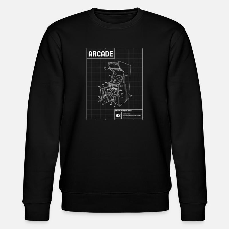 Croquis d’arcade rétro sur grille - Sweat bio CHANGER Stanley/Stella Unisexe - noir