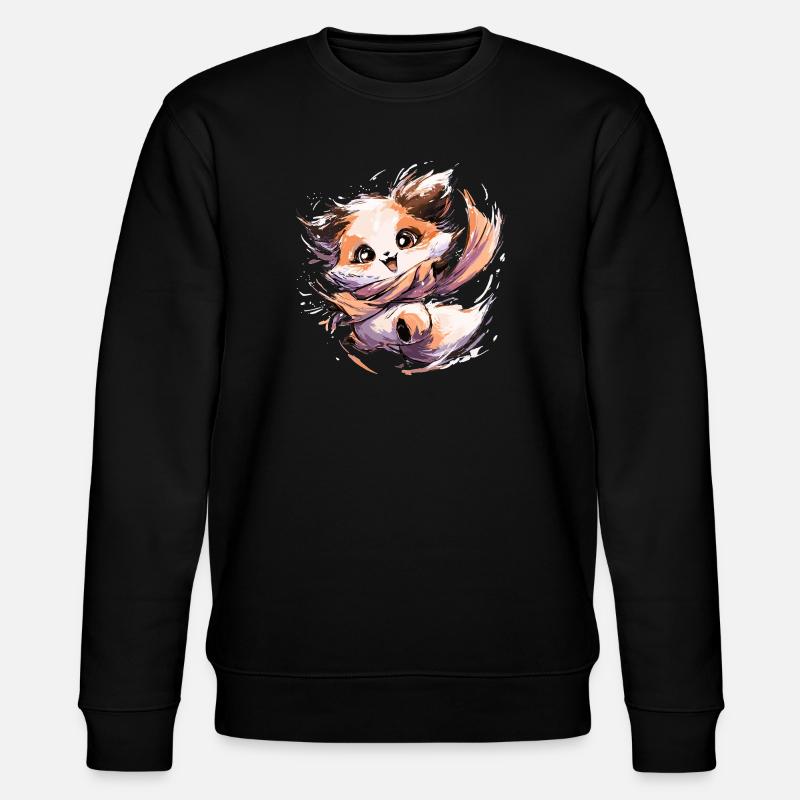 Fuchs mit Schal | Tanzender Fuchs - Stanley/Stella Unisex Bio-Sweatshirt CHANGER  - Schwarz