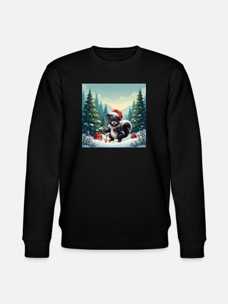 Christmas skunk in snowy forest - Stanley/Stella CHANGER Unisex Organic Sweatshirt - black