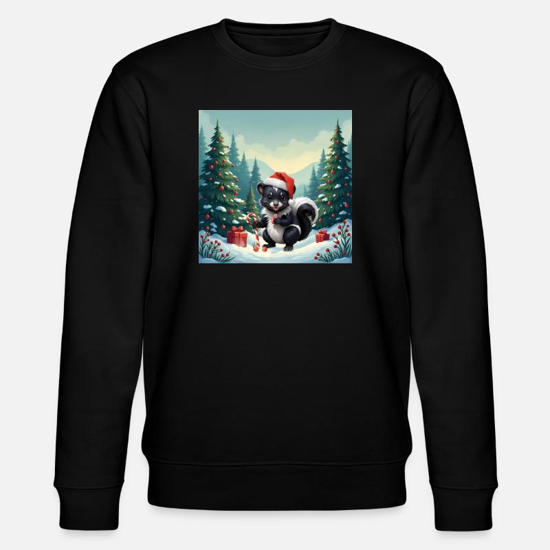 Weihnachtsstinktier im verschneiten Wald - Stanley/Stella Unisex Bio-Sweatshirt CHANGER - Schwarz