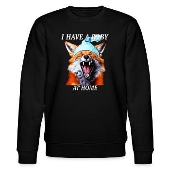 FUCHS I HAVE A BABY AT HOME - Stanley/Stella Unisex Bio-Sweatshirt CHANGER  - Schwarz - Vorne - Nik (191cm) & Marisol (170cm)