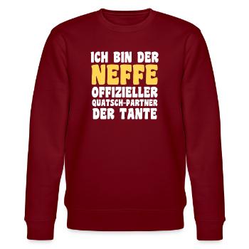 Familienmotiv Neffe - Stanley/Stella Unisex Bio-Sweatshirt CHANGER  - Burgunderrot - Vorne - Nik (191cm) & Marisol (170cm)