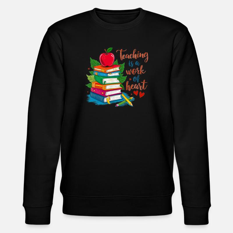 Teacher Bokstack and Hjärta - Stanley/Stella CHANGER Unisex Organic Sweatshirt - black