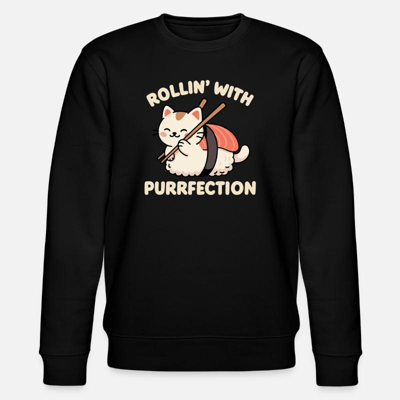 Rollin' mit Purrfection - Stanley/Stella Unisex Bio-Sweatshirt CHANGER  - Schwarz