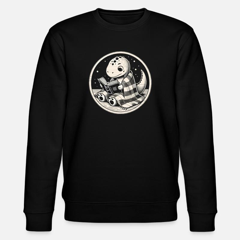 Gemütlicher Lese-Dinosaurier - Stanley/Stella Unisex Bio-Sweatshirt CHANGER  - Schwarz