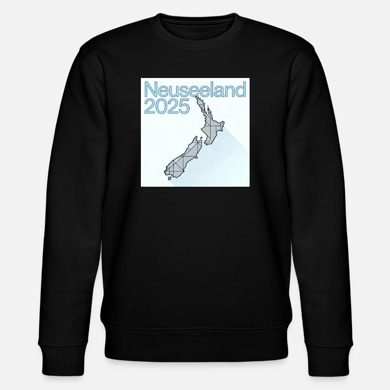 Neuseeland 2025 Geometrische Karte - Stanley/Stella Unisex Bio-Sweatshirt CHANGER - Schwarz