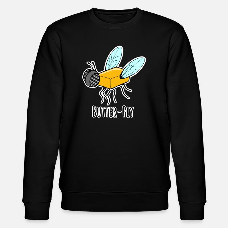 Butter-Fly - Butter Fliege Flachwitz - Stanley/Stella Unisex Bio-Sweatshirt CHANGER  - Schwarz