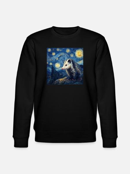 Opossum Van Gogh Starry Night - Stanley/Stella CHANGER Unisex Organic Sweatshirt - black