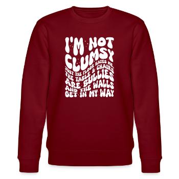 Ich bin kein ungeschicktes handschriftliches Zitat - Stanley/Stella Unisex Bio-Sweatshirt CHANGER  - Burgunderrot - Vorne - Nik (191cm) & Marisol (170cm)