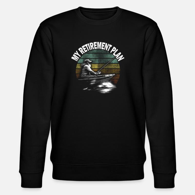 Mein Ruhestand Plan: Angler im Boot - Stanley/Stella Unisex Bio-Sweatshirt CHANGER  - Schwarz