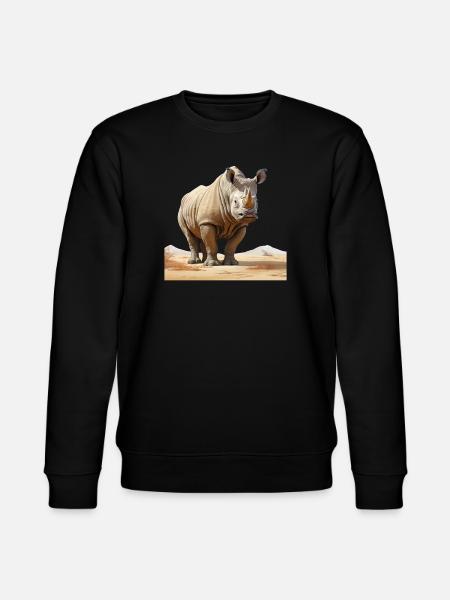 Desert Rhino Illustration - Stanley/Stella CHANGER Unisex Organic Sweatshirt - black
