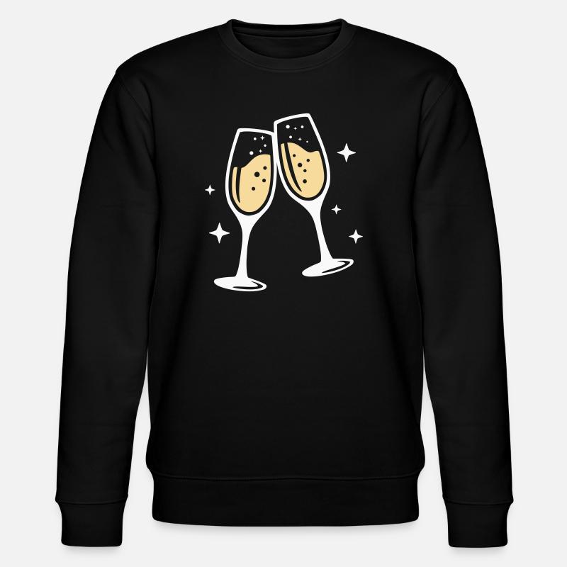 Sektglas Prosecco Sekt Alkohol Prost - Stanley/Stella CHANGER Unisex Organic Sweatshirt - black
