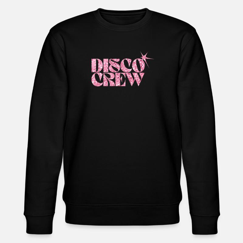 Disco Crew Pink Glitter Logo - Stanley/Stella CHANGER Unisex Organic Sweatshirt - black