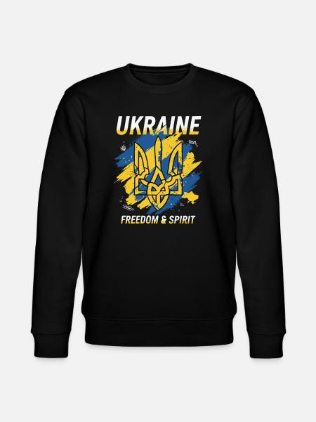 Ukraine Freedom Crest Art - Stanley/Stella CHANGER Unisex Organic Sweatshirt - black