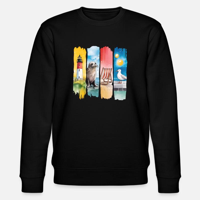 Phare maritime phoque mouette côte - Sweat bio CHANGER Stanley/Stella Unisexe - noir