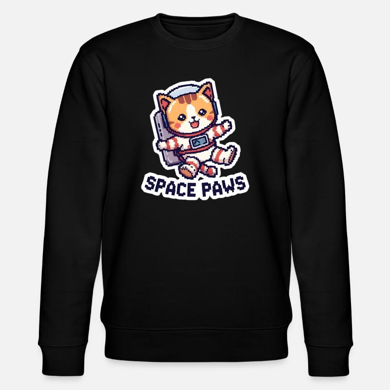 Space Paws – Pixel Cat in Space - Stanley/Stella Unisex Bio-Sweatshirt CHANGER  - Schwarz