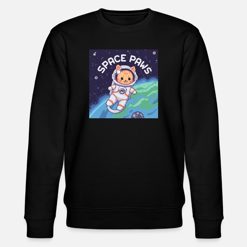 Space Paws – Pixel Cat Astronaut - Stanley/Stella CHANGER Unisex Organic Sweatshirt - black