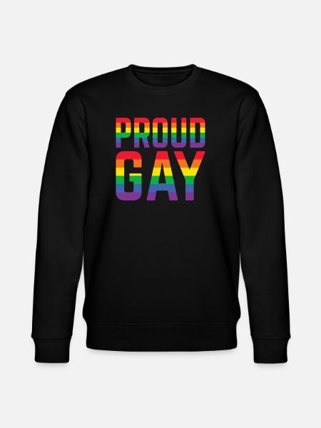 Proud Gay Rainbow Lettering - Stanley/Stella CHANGER Unisex Organic Sweatshirt - black