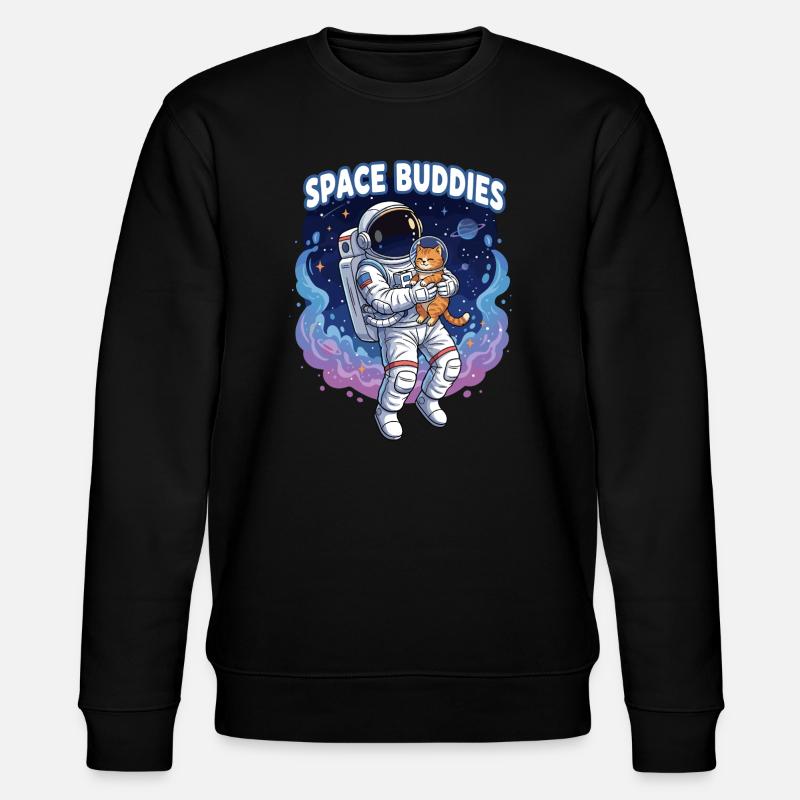 Space Buddies Katzenastronaut - Stanley/Stella Unisex Bio-Sweatshirt CHANGER  - Schwarz
