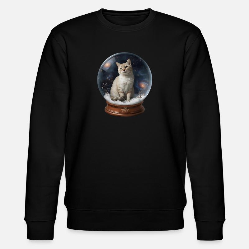 Cosmic Cat in Snow Globe - Stanley/Stella CHANGER Unisex Organic Sweatshirt - black