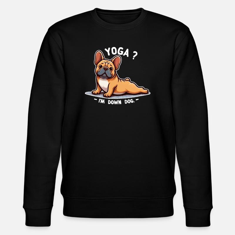 Chien Bouledogue Yoga Down Dog - Sweat bio CHANGER Stanley/Stella Unisexe - noir