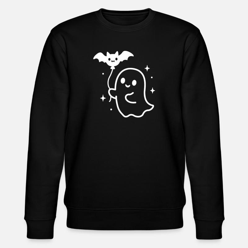 Ghost with Bat – Halloween Motif - Stanley/Stella CHANGER Unisex Organic Sweatshirt - black