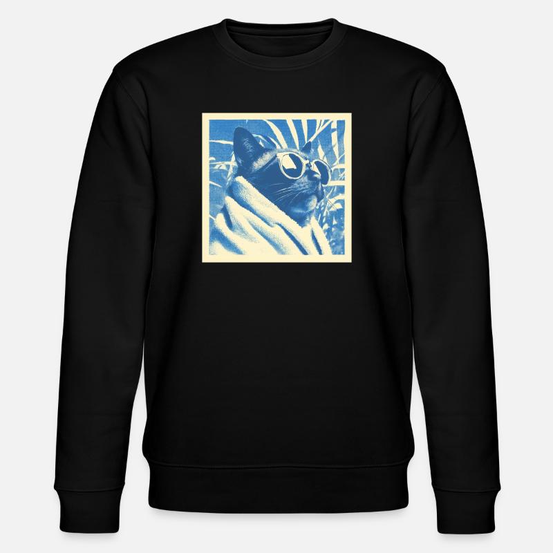 Cool Retro Cat Design - Stanley/Stella Unisex Bio-Sweatshirt CHANGER - Schwarz