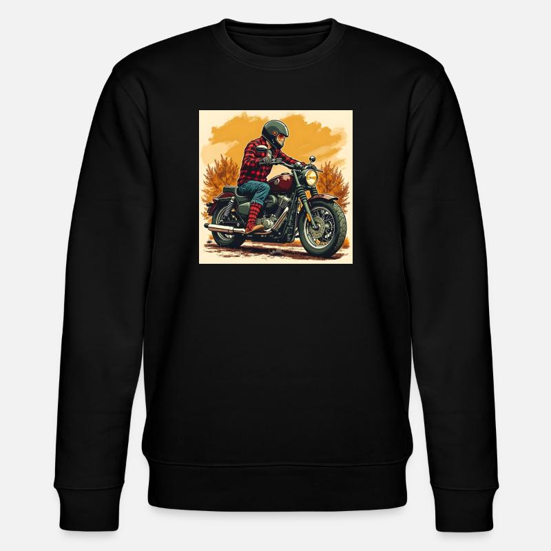 Plaid Socks + Biker Illustration - Stanley/Stella Unisex Bio-Sweatshirt CHANGER  - Schwarz