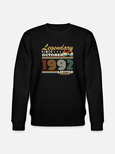 October 1992 Vinatge Retro Birthday Gift - Stanley/Stella CHANGER Unisex Organic Sweatshirt - black