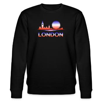 Farbverlauf der Londoner Skyline - Stanley/Stella Unisex Bio-Sweatshirt CHANGER  - Schwarz - Vorne - Nik (191cm) & Marisol (170cm)