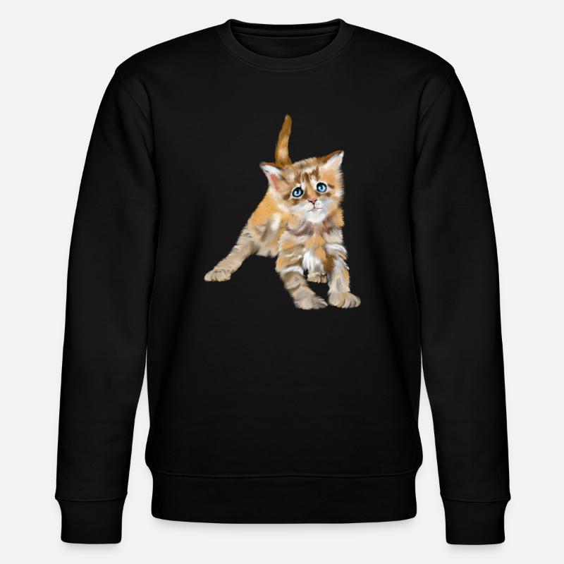 Blauäugiger Aquarellkätzchen - Stanley/Stella Unisex Bio-Sweatshirt CHANGER  - Schwarz