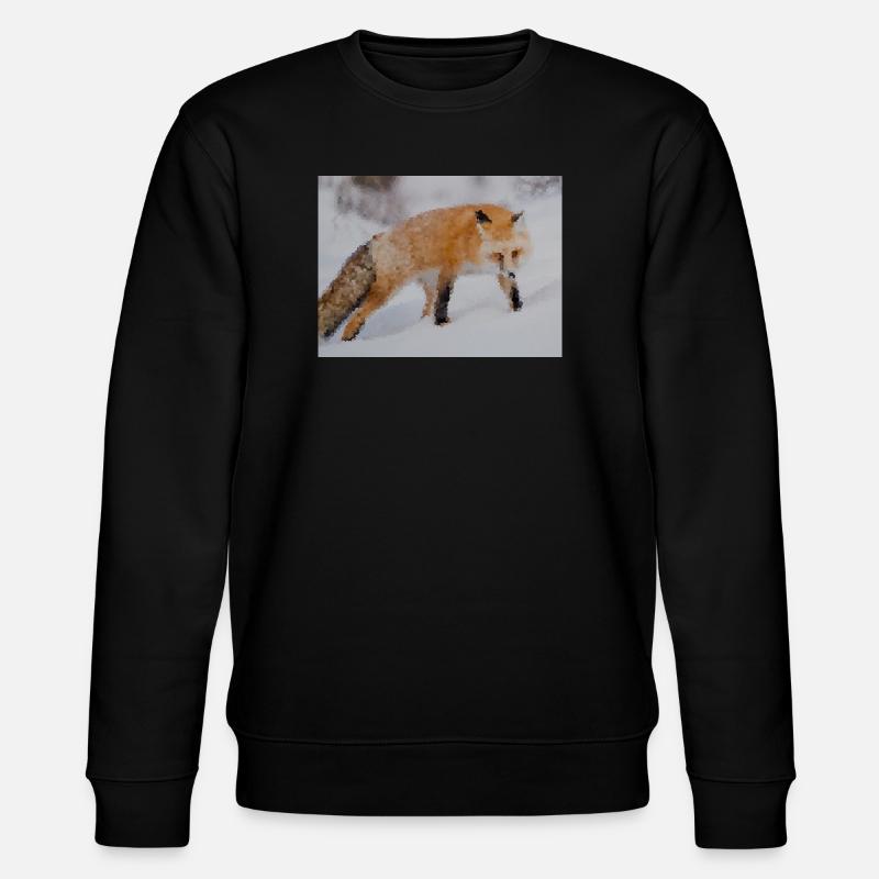 Fuchs im Schnee Aquarell - Stanley/Stella Unisex Bio-Sweatshirt CHANGER  - Schwarz
