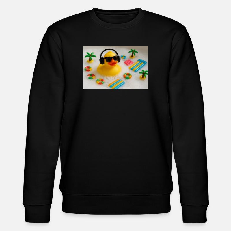 Quietscheente im Bad mit Kopfhörern - Stanley/Stella Unisex Bio-Sweatshirt CHANGER  - Schwarz