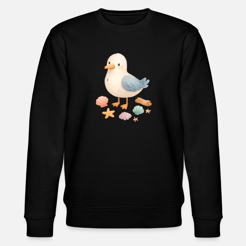 Seagull Beach Shells Maritime Coast - Stanley/Stella CHANGER Unisex Organic Sweatshirt - black