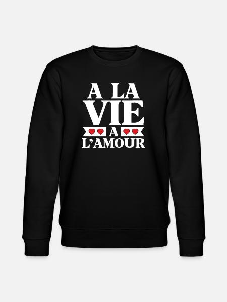 Life and Love Red Hearts - Stanley/Stella CHANGER Unisex Organic Sweatshirt - black
