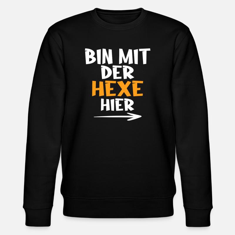 Bin mit der Hexe hier - Stanley/Stella Unisex Bio-Sweatshirt CHANGER  - Schwarz