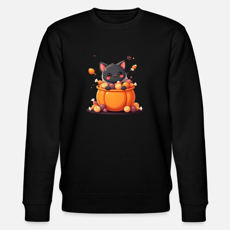 Chat d’Halloween avec citrouille d’Halloween - Sweat bio CHANGER Stanley/Stella Unisexe - noir