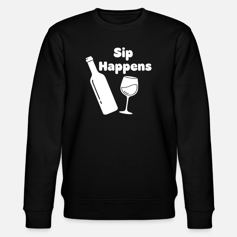 Sip Happens Wine Bottle Glass - Stanley/Stella CHANGER Unisex Organic Sweatshirt - black