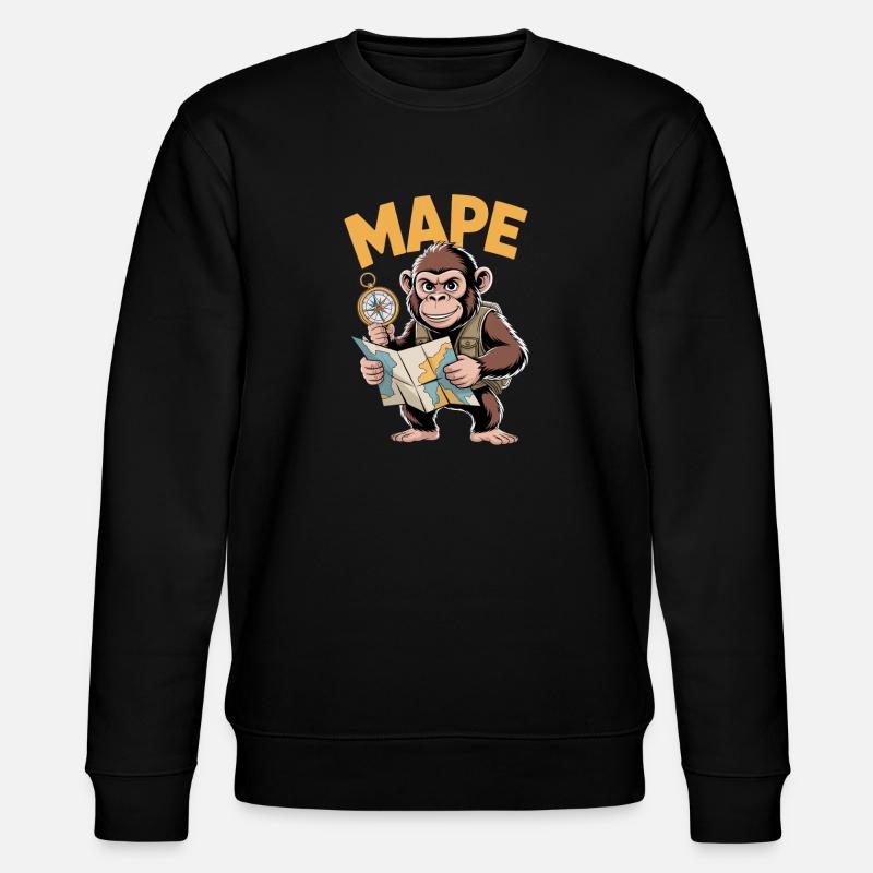 MAPE Abenteuer Affe Kompass Karte Entdecker - Stanley/Stella Unisex Bio-Sweatshirt CHANGER  - Schwarz