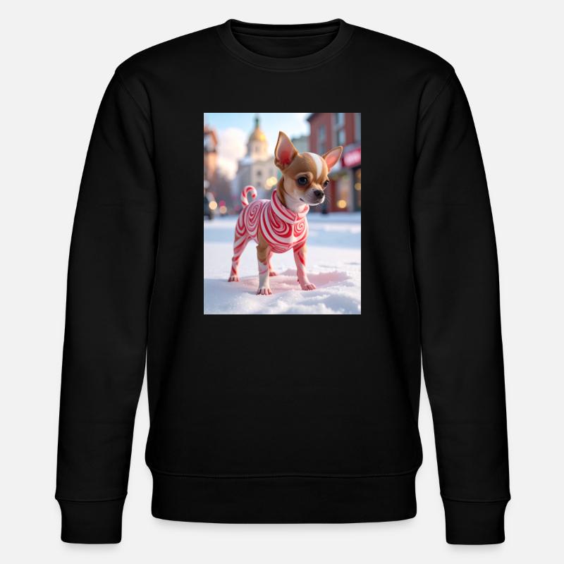 Chihuahua im roten Wirbelpullover - Stanley/Stella Unisex Bio-Sweatshirt CHANGER  - Schwarz