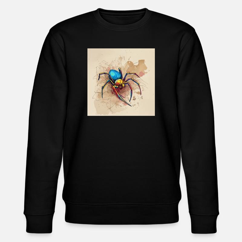 Bunte Spinne im Aquarellstil - Stanley/Stella Unisex Bio-Sweatshirt CHANGER  - Schwarz